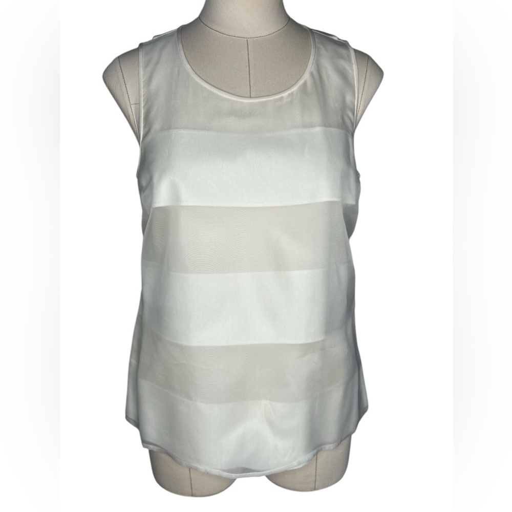 Halston Heritage silk panel  sleeveless blouse cream size 8